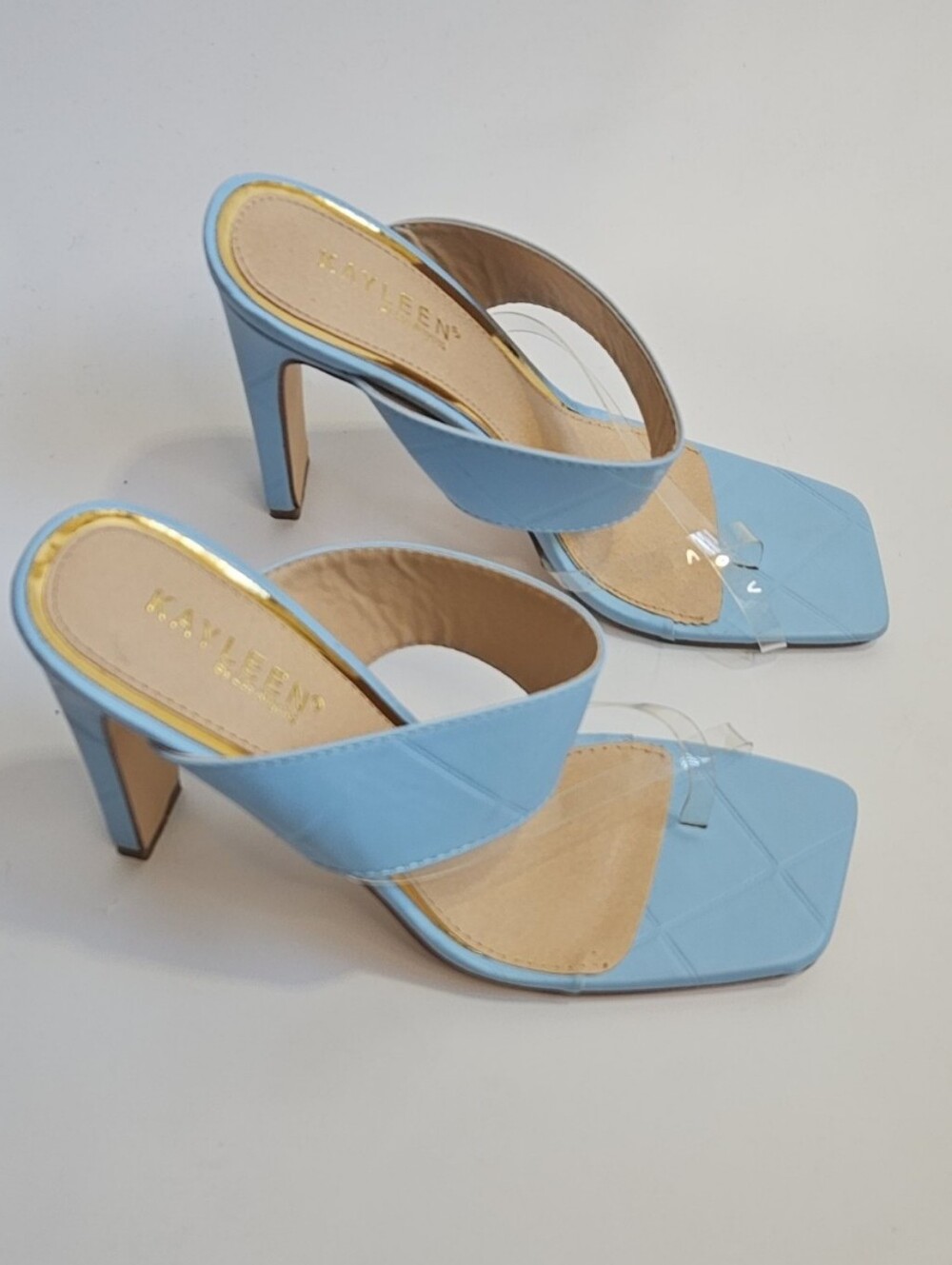 Kayleen Prisley 35 Blue Square-Toe Quilted Style Slip On High Heel Size 9
